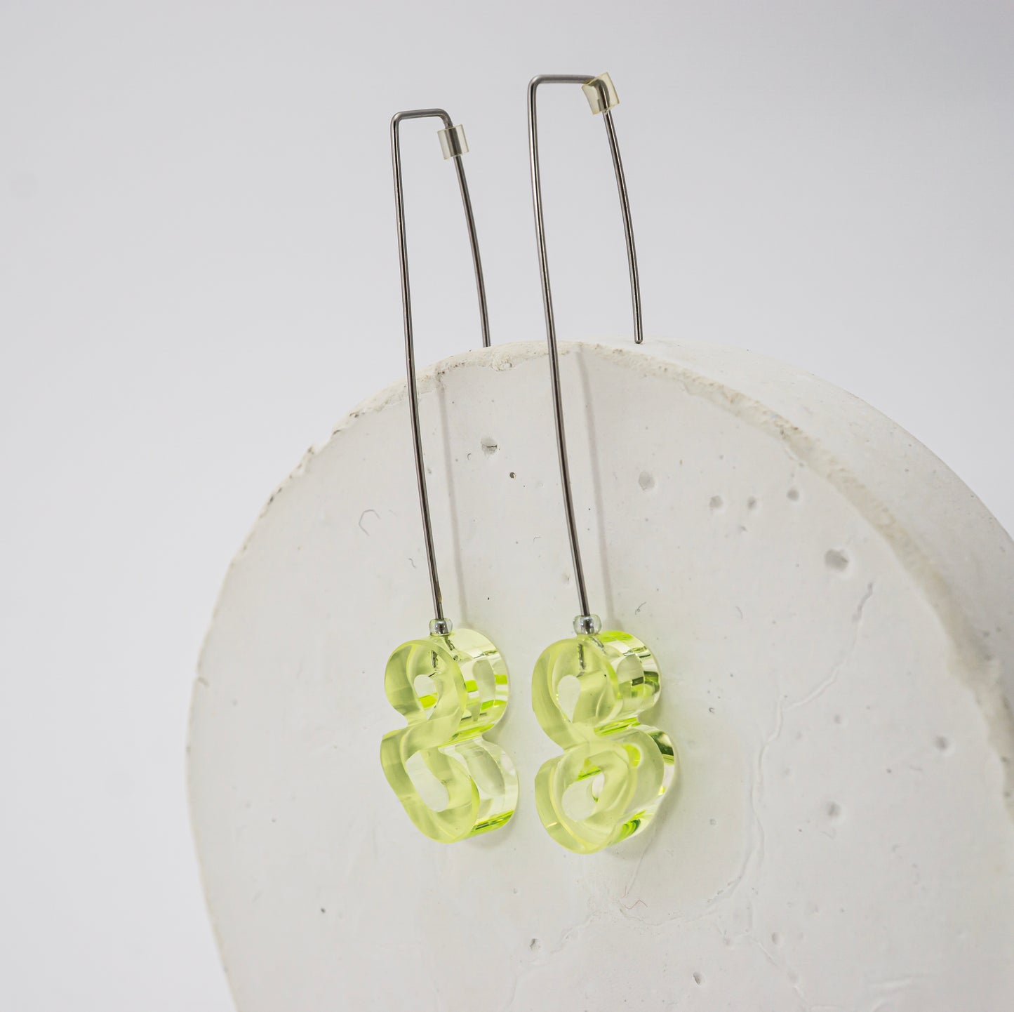 Flowing Forms - Amoeba Earrings - Green Uranium