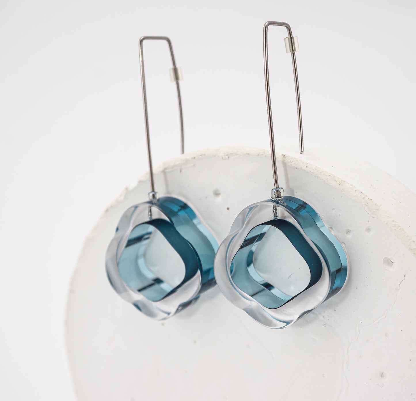Flowing Forms - Amoeba Earrings - Blue Smoke