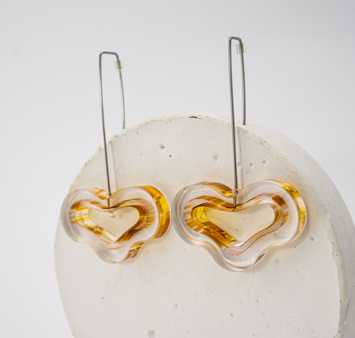 Flowing Forms - Amoeba Earrings - Amber