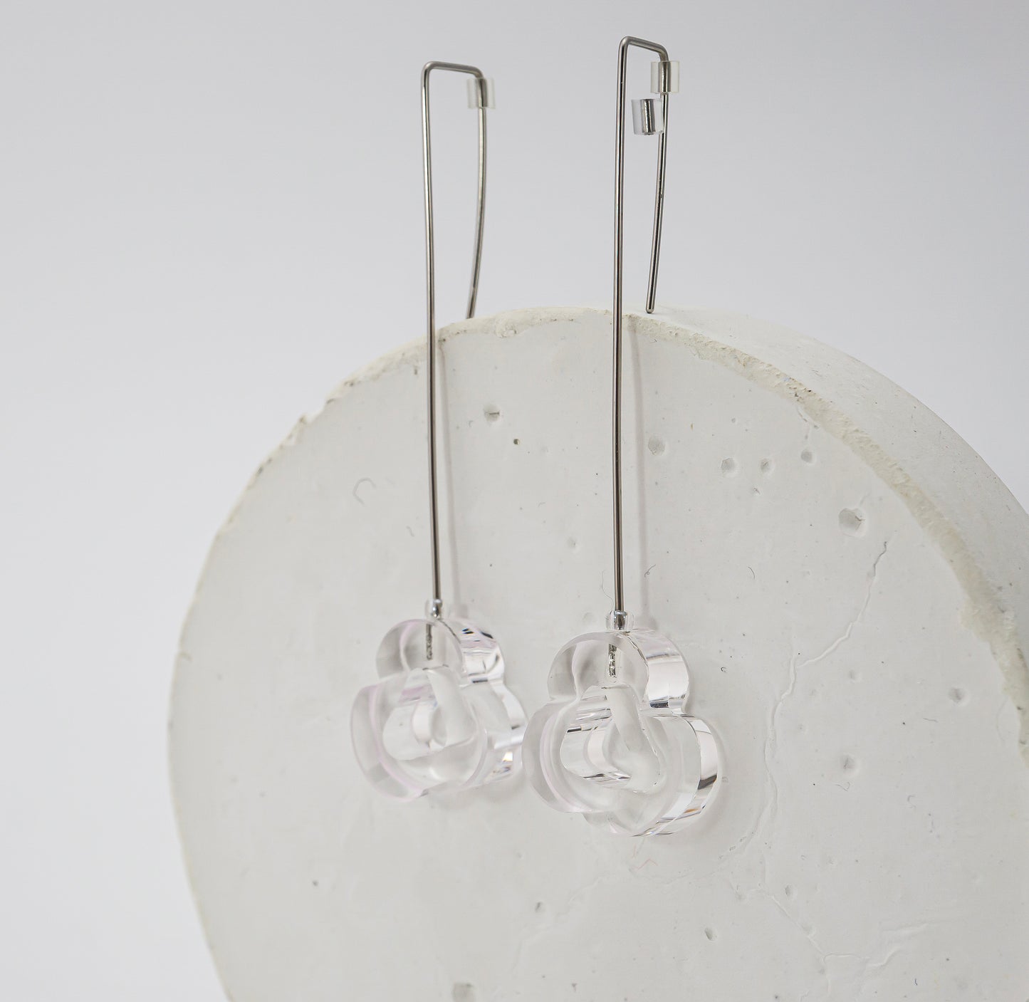 Flowing Forms - Amoeba Earrings - Crystal Clear