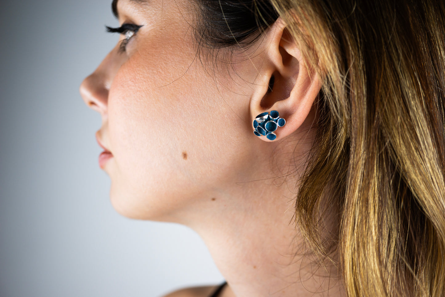 Pezizaceae Cluster Earrings - L - Teal