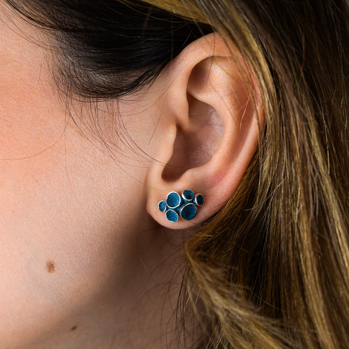 Pezizaceae Cluster Earrings - M - Teal