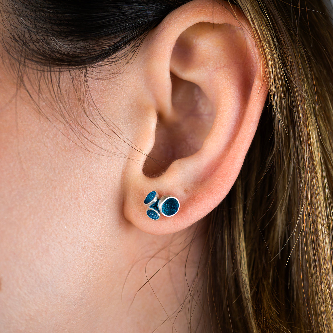 Pezizaceae Cluster Earrings - S - Teal