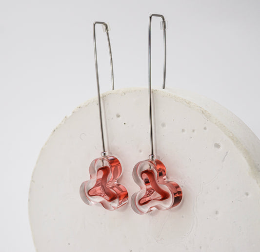 Flowing Forms - Amoeba Earrings - Pink