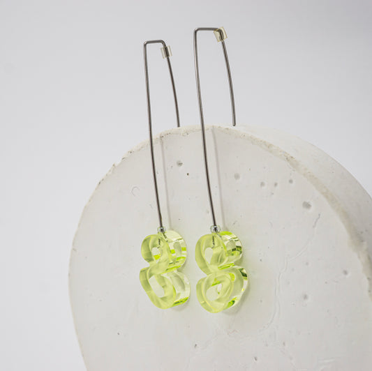Flowing Forms - Amoeba Earrings - Green Uranium