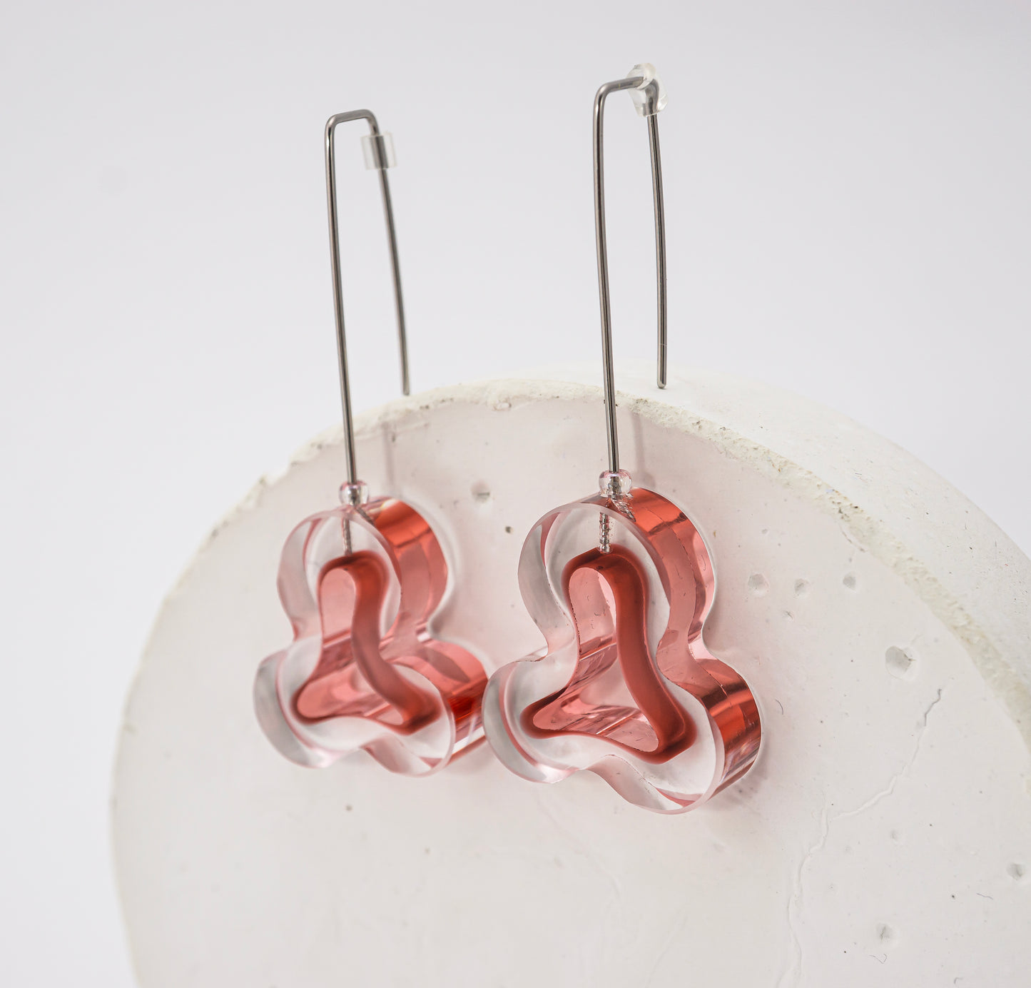 Flowing Forms - Amoeba Earrings - Pink