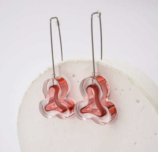 Flowing Forms - Amoeba Earrings - Pink