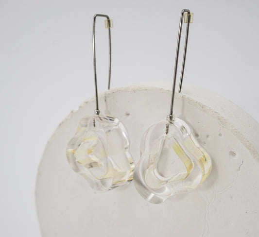 Flowing Forms - Amoeba Earrings - Crystal Iridescent Yellow