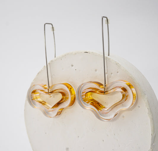 Flowing Forms - Amoeba Earrings - Amber
