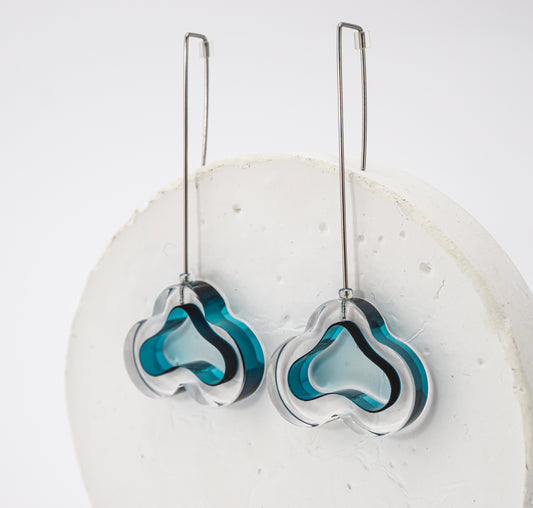 Flowing Forms - Amoeba Earrings - Turquoise