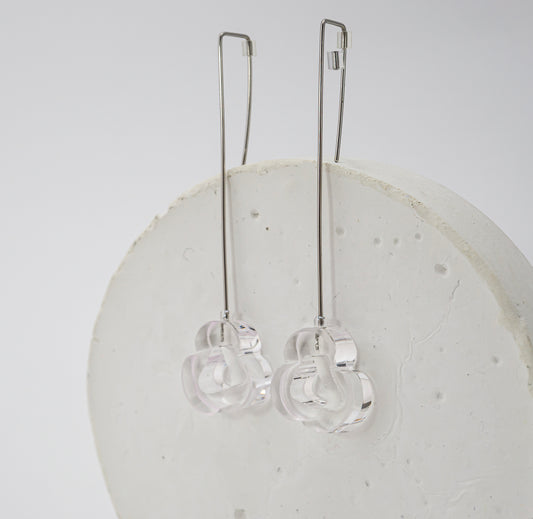 Flowing Forms - Amoeba Earrings - Crystal Clear